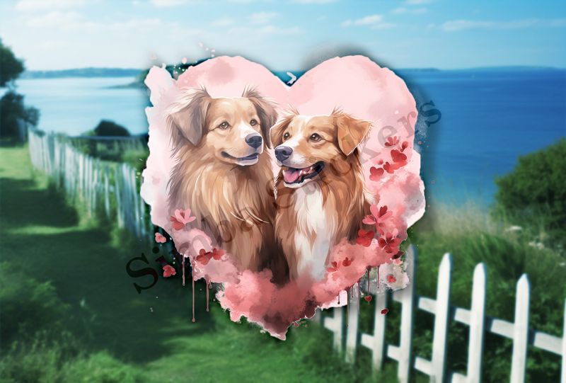 Dogs in love, watercolour