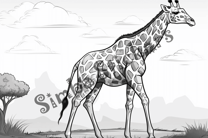 Colouring pages, bundle of giraffess, 25 images 2