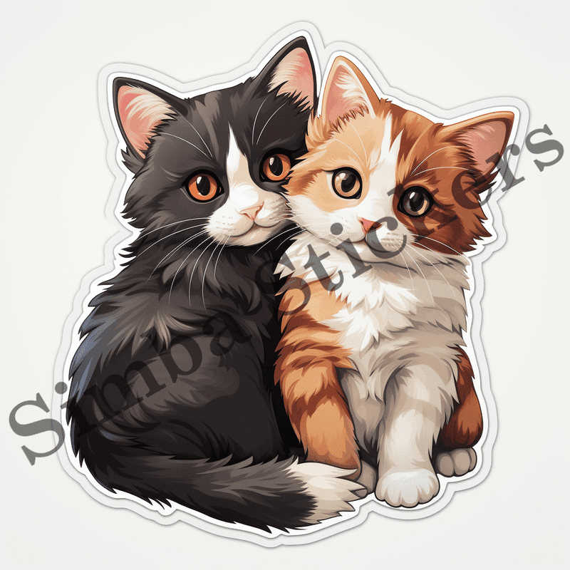 Japanese Bobtail cats cuddling, image set, 10 images