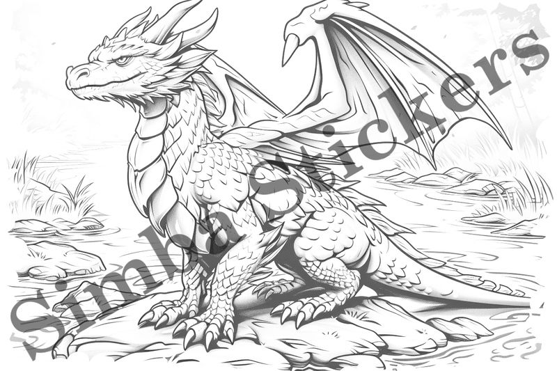 Colouring pages, bundle of dragons, 25 images