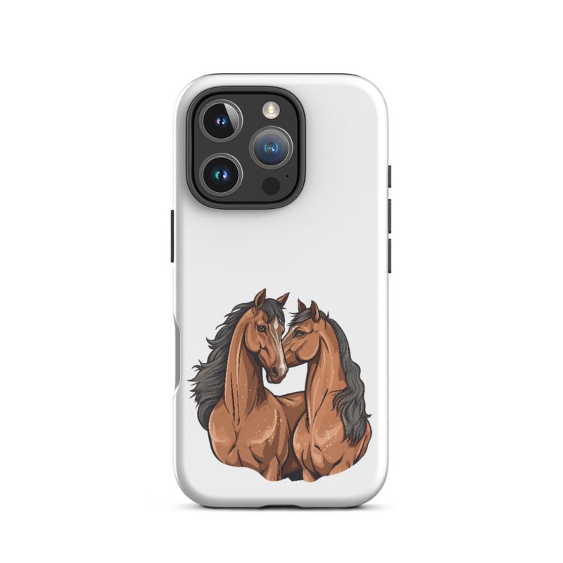 Tough Case for iPhone, Two brown horses snuggling, tdwcyd