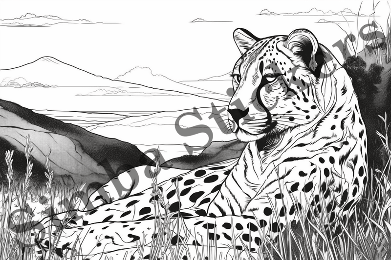 Colouring pages, Bundle of cheetahs, 25 images