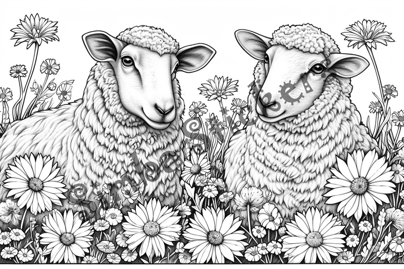 Colouring pages, bundle of sheep, 25 images 2