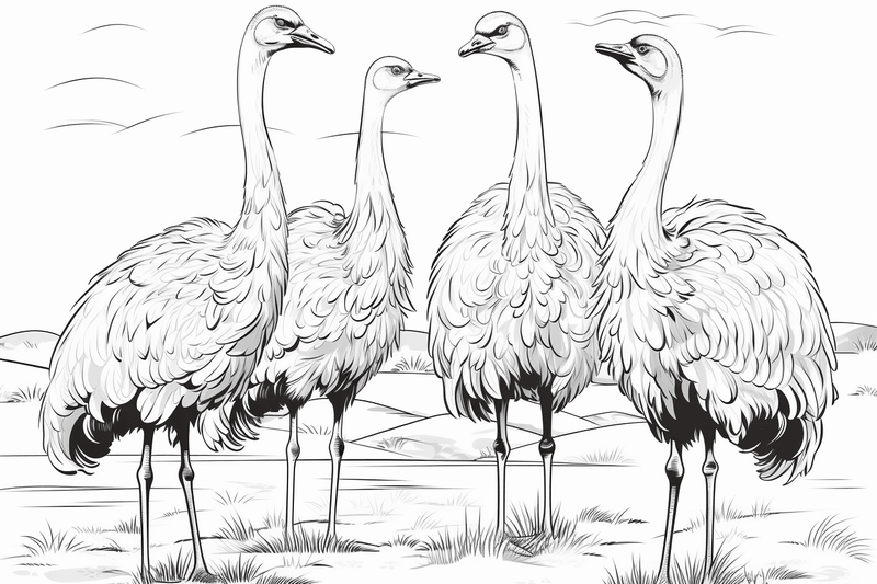 Colouring pages, Bundle of ostriches, 25 images