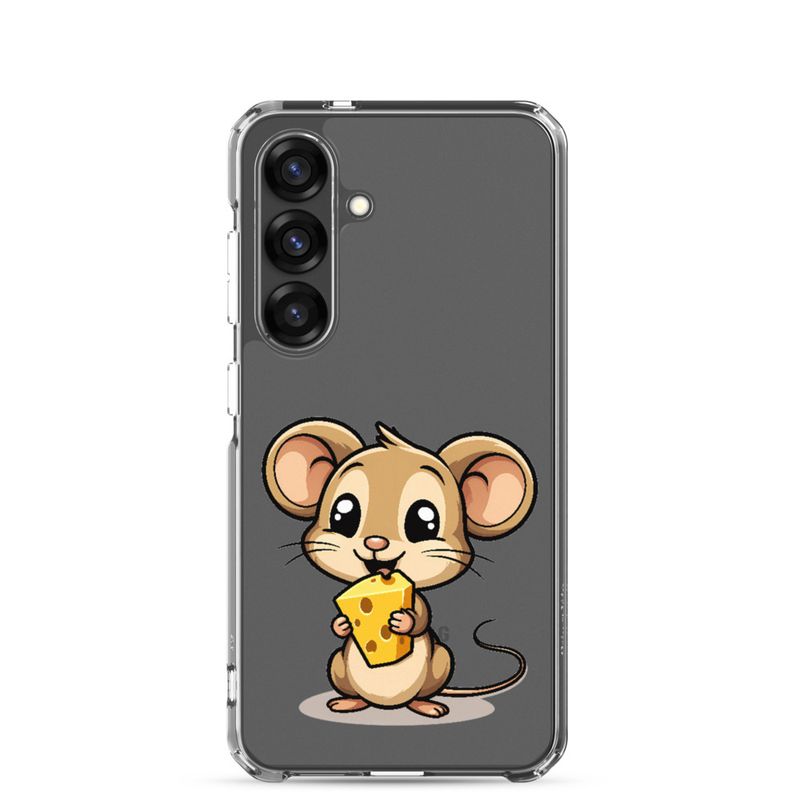 Clear Case for Samsung, Small Mouse happily licking large chunk of cheese, pqapy6