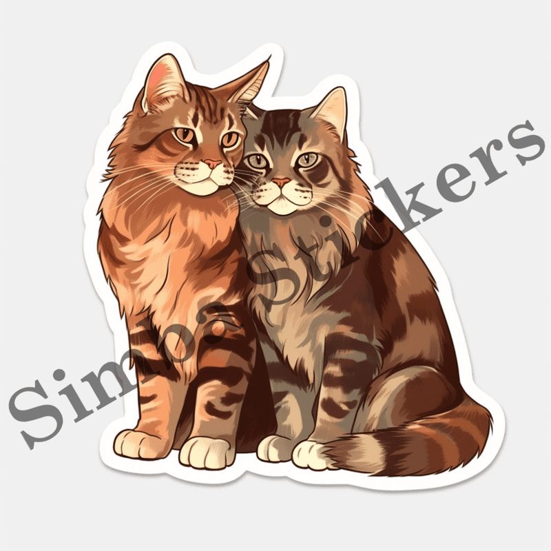 Maine Coon cats in love, image set, 10 images