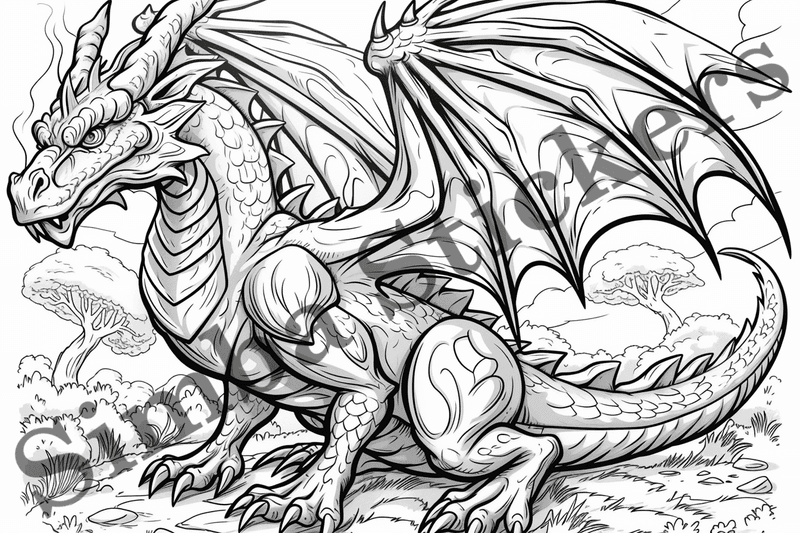 Colouring pages, bundle of dragons, 25 images