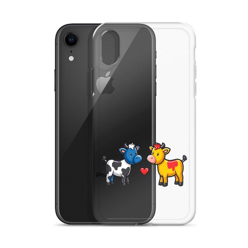 Clear Case for iPhone, Cattle, bull and cow in love, both colourful, zbyzzs