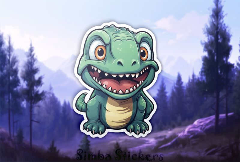 Excited baby green dinosaur