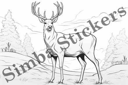 Colouring pages, bundle of deer, 10 images