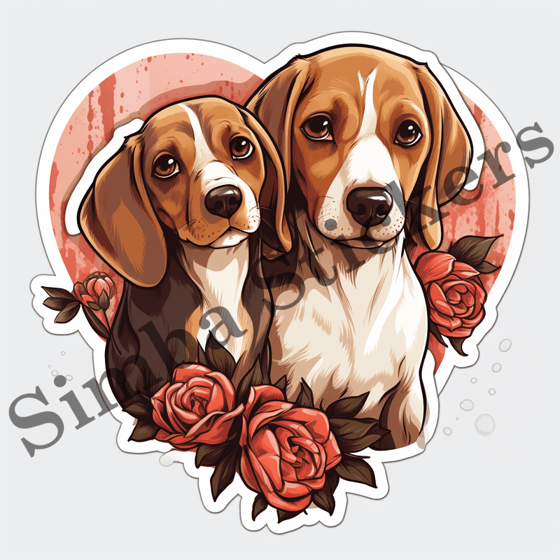 Beagle dogs in love, image set, 10 images