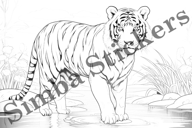 Colouring pages, bundle of tigers, 25 images