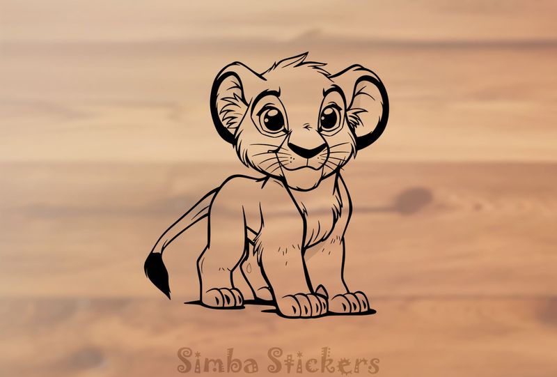 Lion cub looking surprised, outline art, femkgl
