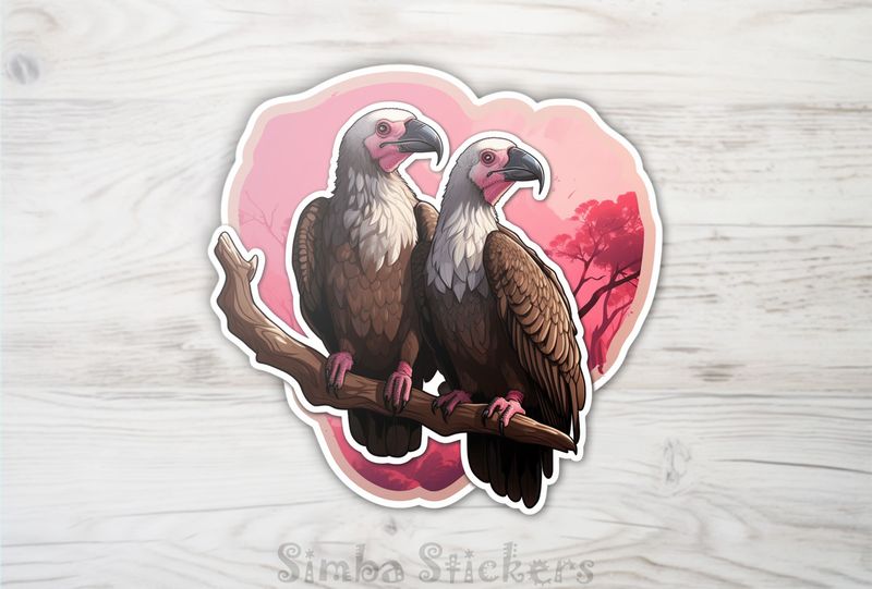Vultures in love on a branch, awveue