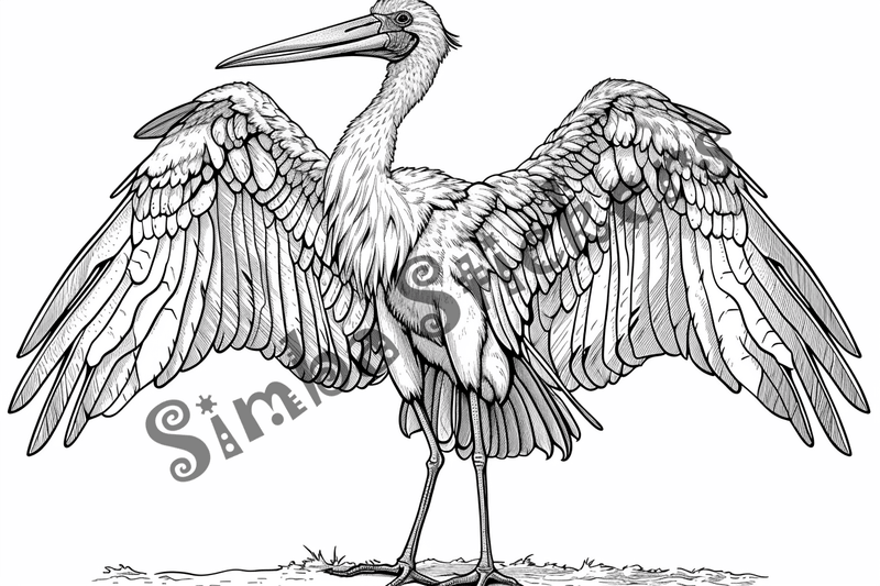 Colouring pages, bundle of marabou storks 2, 25 images