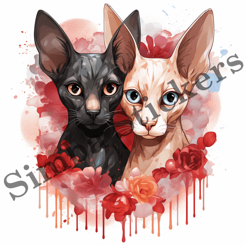 Oriental Shorthair cats in love, image set, 10 images
