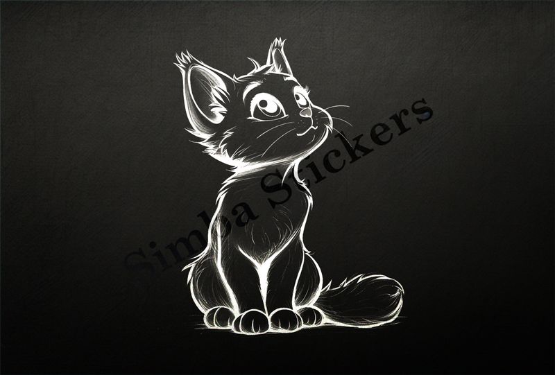 Cat kitten sitting up, looking cute, outline art
