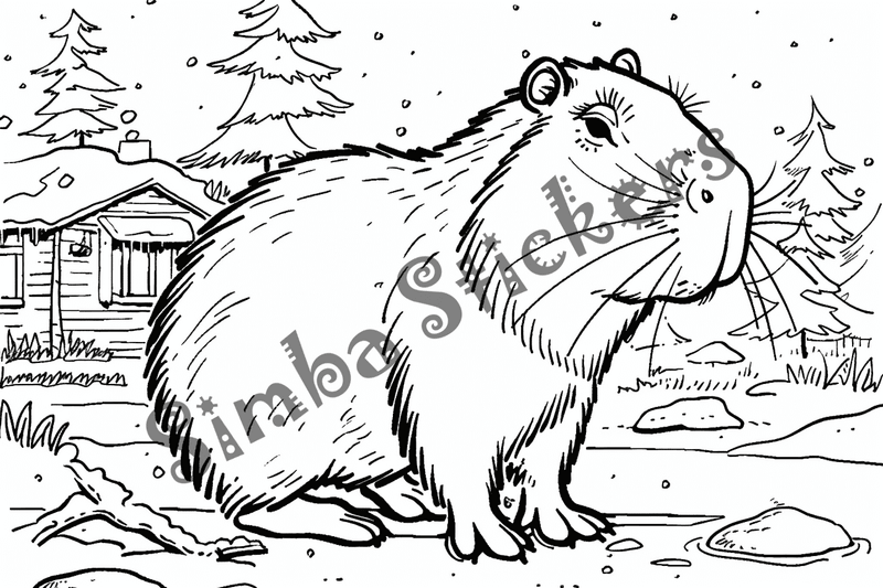 Colouring pages, bundle of capybaras, 50 images