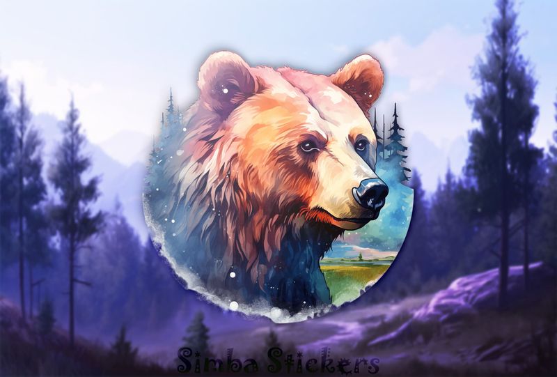 Bear with neutral expression, warm watercolour, vawofh