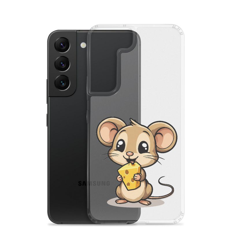 Clear Case for Samsung, Small Mouse happily licking large chunk of cheese, pqapy6