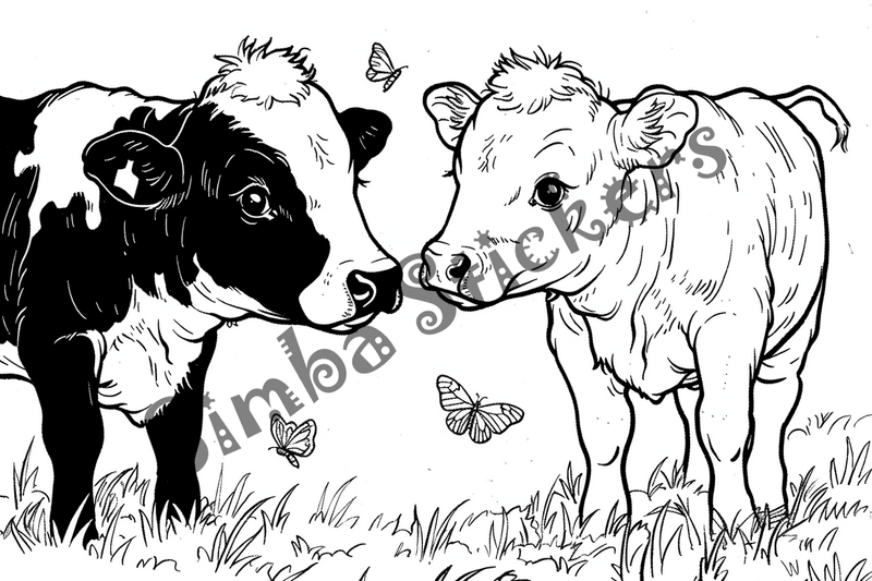 Colouring pages, bundle of cattle, 50 images