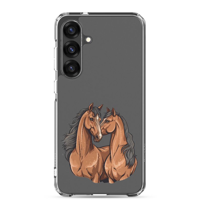 Clear Case for Samsung, Two brown horses snuggling, tdwcyd