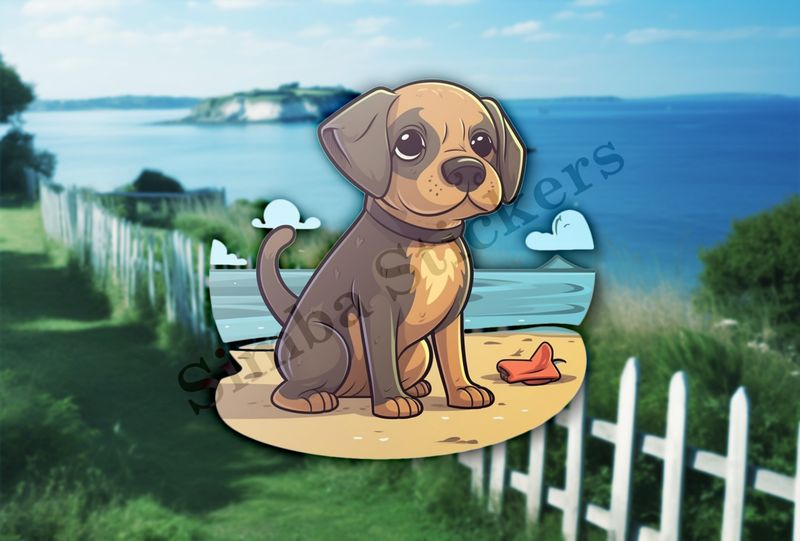 Dog puppy at the beach