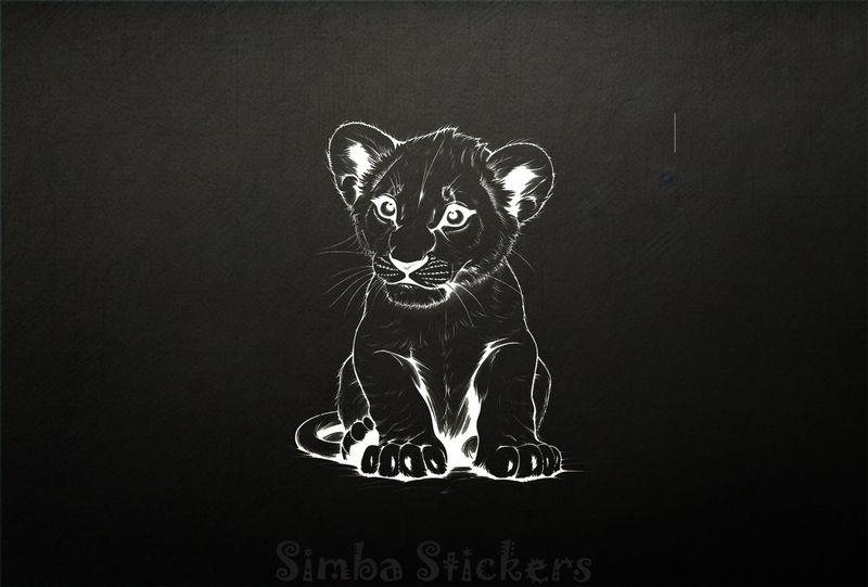 Lion cub sitting down, outline art, msjn2a