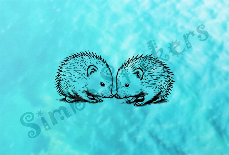 Porcupine in love nose-to-nose, outline art