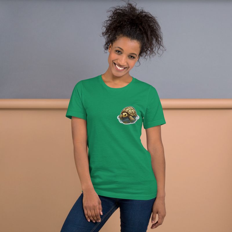Unisex Staple T-Shirt, Tortoise in shallow water, left chest