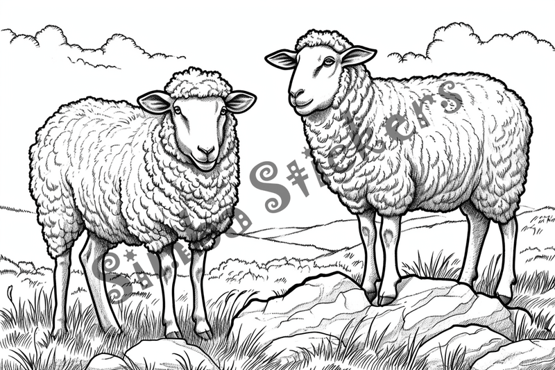 Colouring pages, bundle of sheep, 25 images