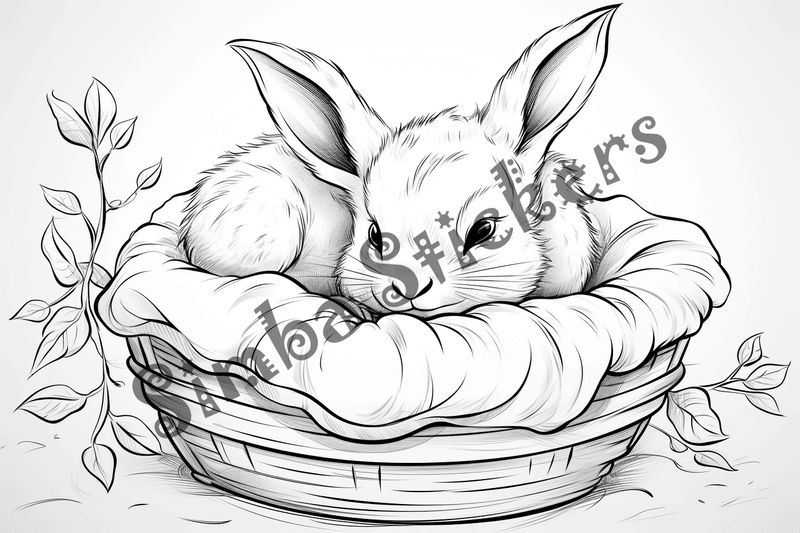 Colouring pages, bundle of rabbits, 25 images