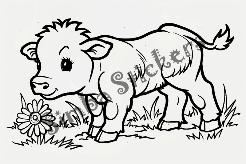 Colouring pages, bundle of cattle calves, 10 images