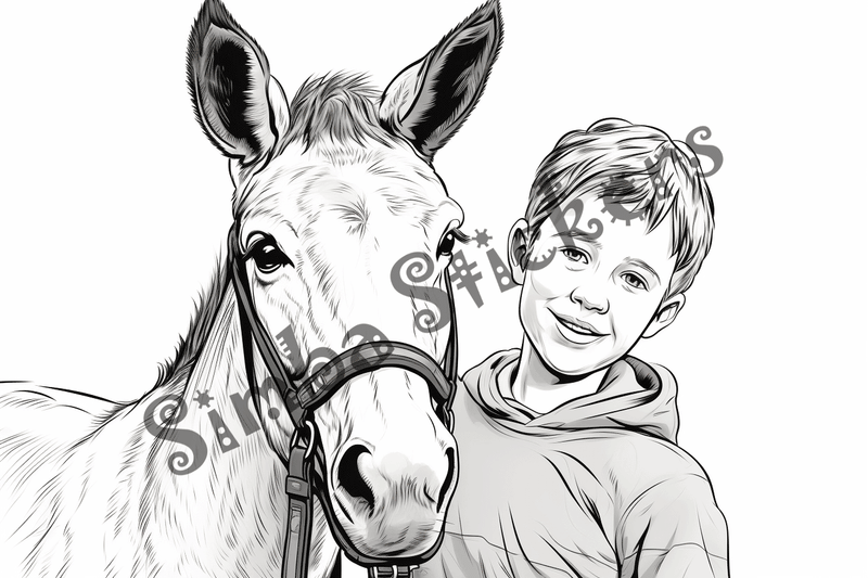 Colouring pages, bundle of mules, 25 images