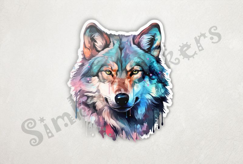Wolf serious, watercolour