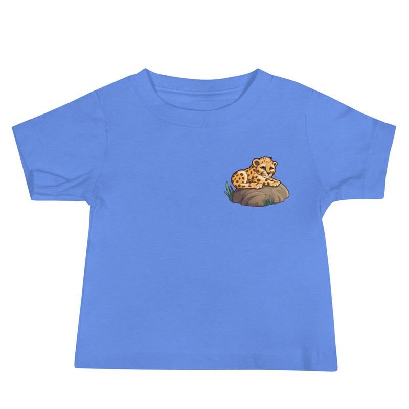 Baby Staple Tee, Baby cheetah on a rock, left chest