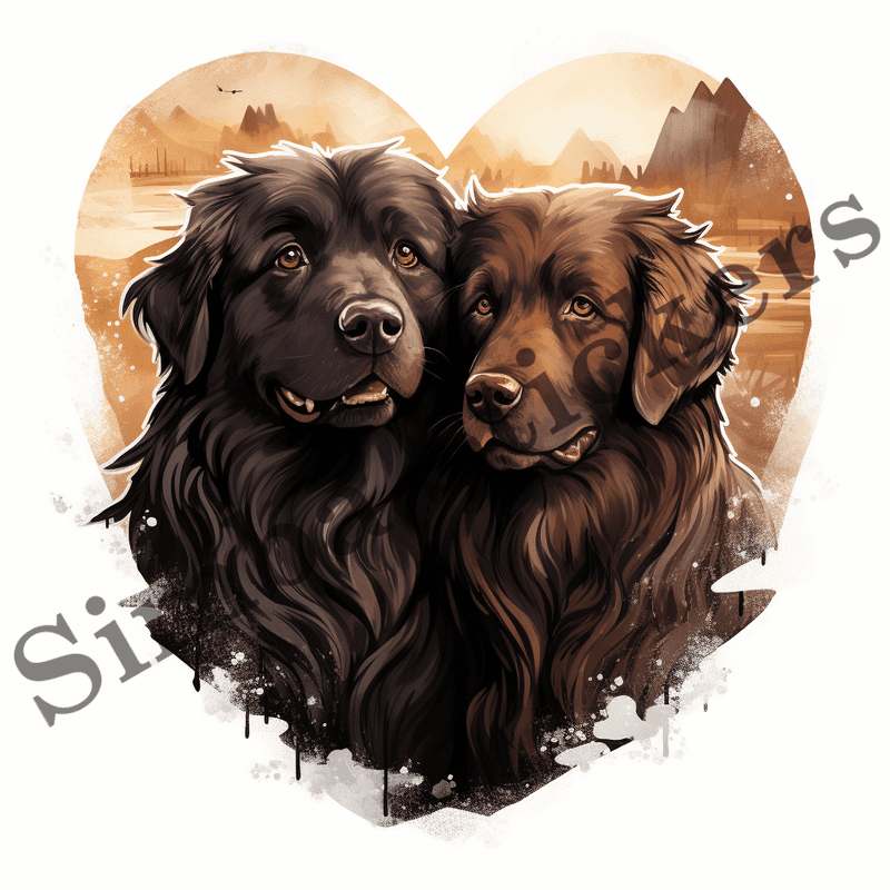 Newfoundland dogs in love, image set, 10 images