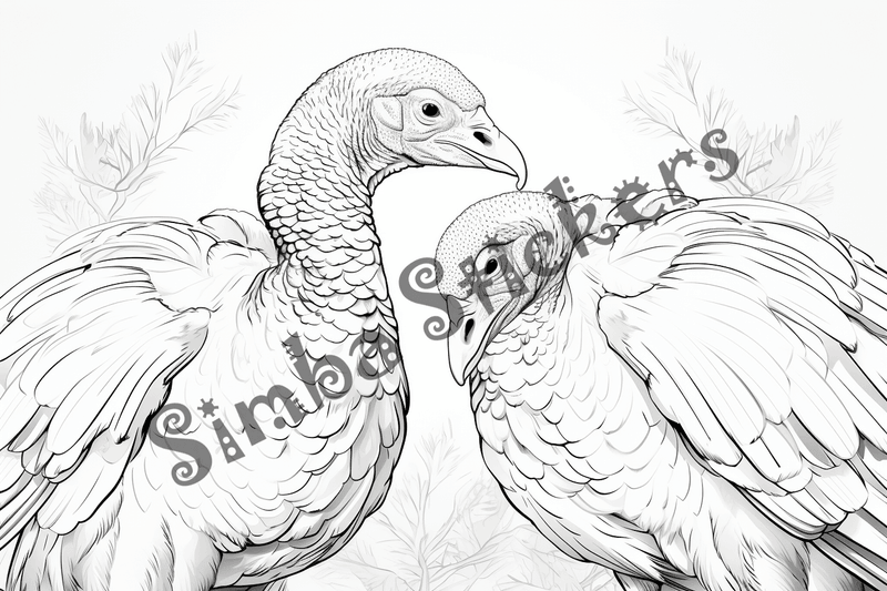 Colouring pages, bundle of turkeys in love, 25 images