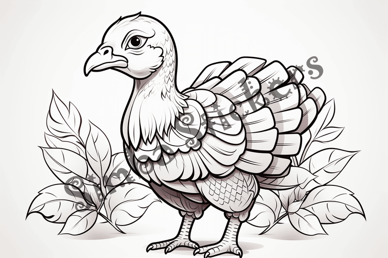 Colouring pages, bundle of individual turkey poults, 10 images