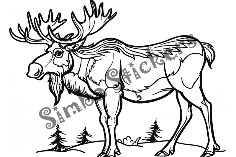Colouring pages, Bundle of moose, 50 images