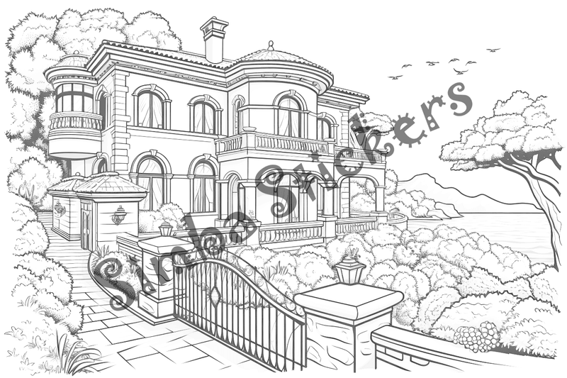 Colouring pages, bundle of houses, 25 images