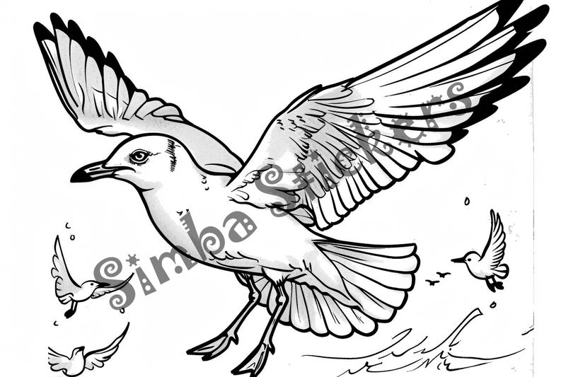 Colouring pages, bundle of seagulls, 25 images
