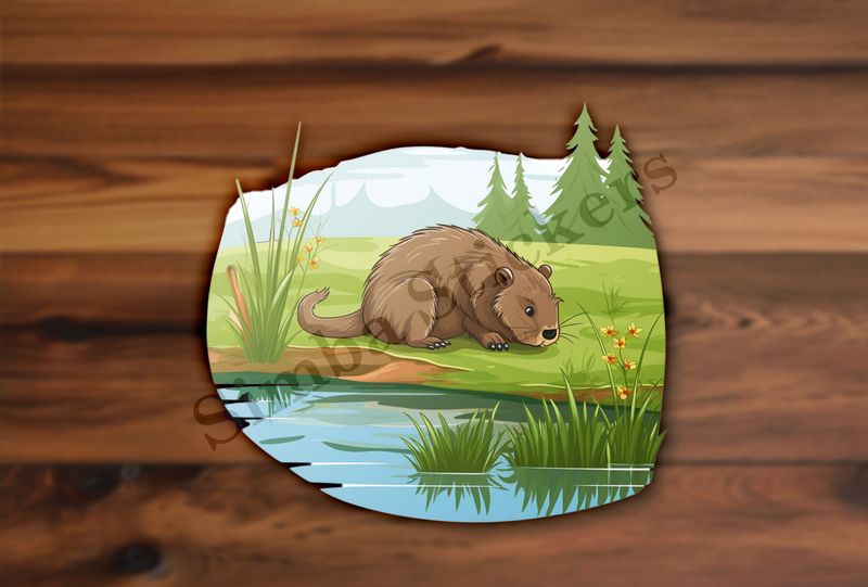 Beaver sniffing on gass