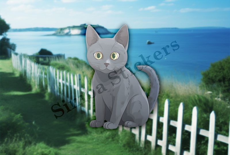 Russian blue cat sitting
