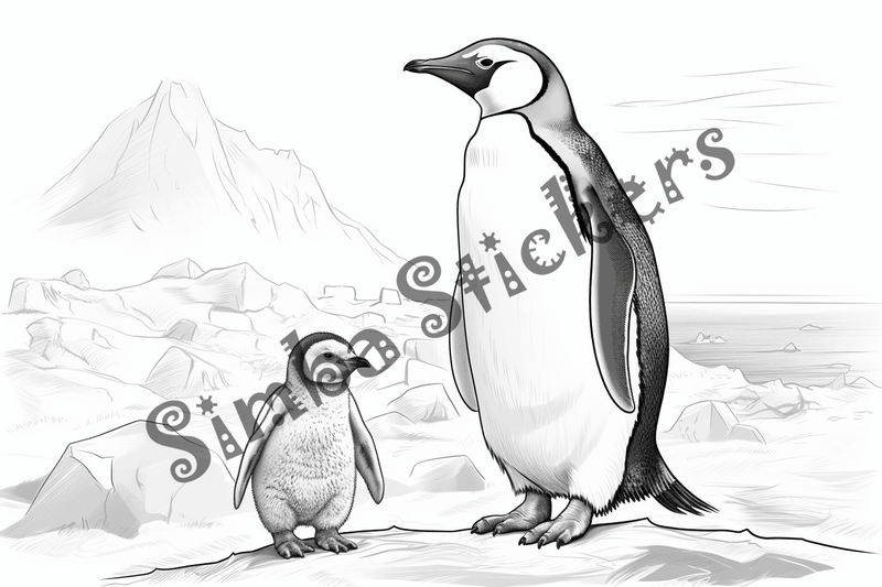 Colouring pages, bundle of penguins 2, 25 images