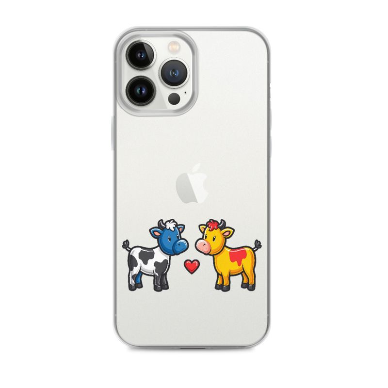 Clear Case for iPhone, Cattle, bull and cow in love, both colourful, zbyzzs