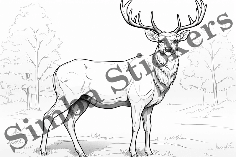 Colouring pages, bundle of deer, 25 images