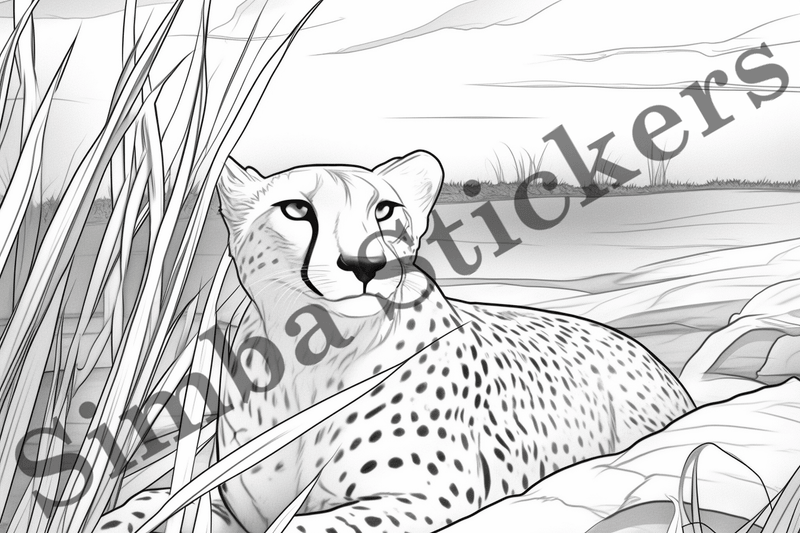 Colouring pages, Bundle of cheetahs, 25 images