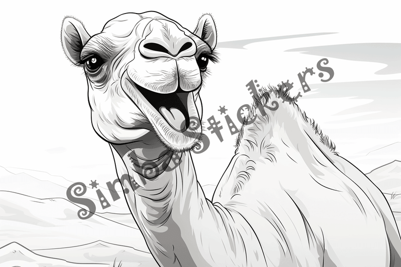 Colouring pages, bundle of singular camels, 10 images