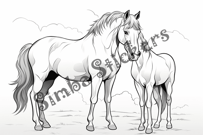 Colouring pages, bundle of horses, 25 images 2